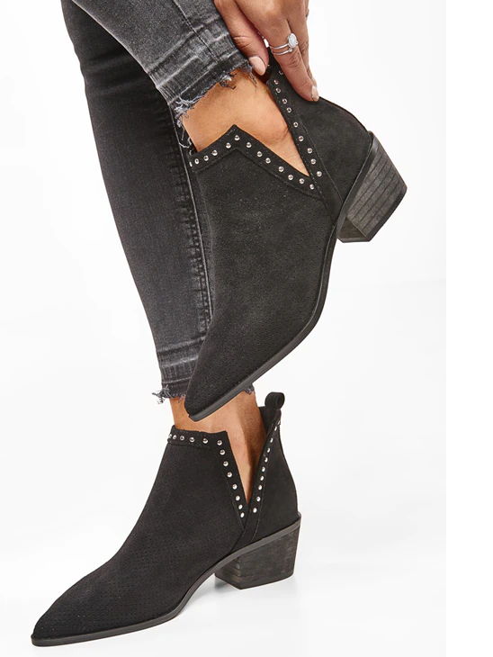 Women's Suede Pointed Toe Ankle Booties By Liv and Mia - Mia Belle Girls