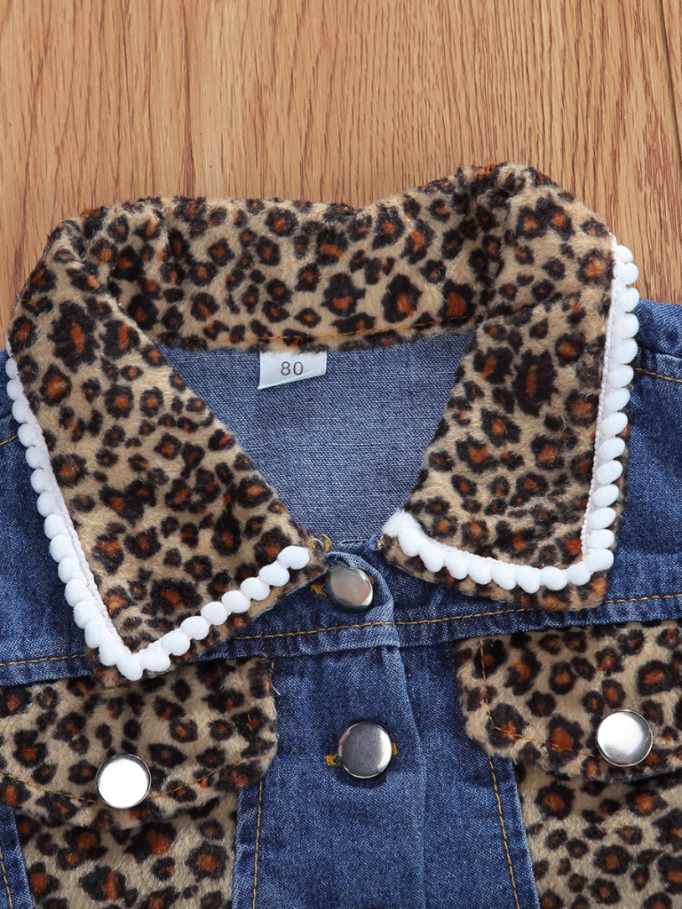 Toddler Spring Outfits | Girls Leopard Print Denim Vest & Shorts Set