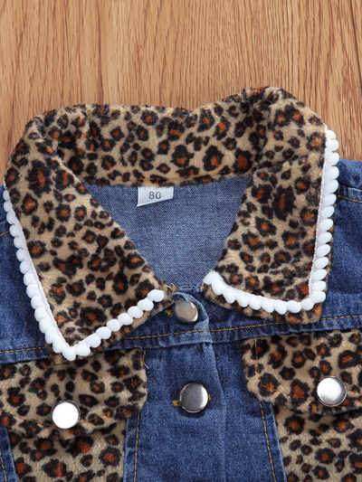 Toddler Spring Outfits | Girls Leopard Print Denim Vest & Shorts Set