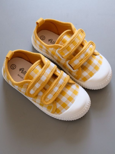 Shoes By Liv & Mia | Plaid Velcro Strap Sneakers - Mia Belle Girls