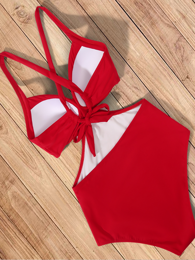 Women's Cut Out Halter Style One Piece Swimsuit - Mia Belle Girls