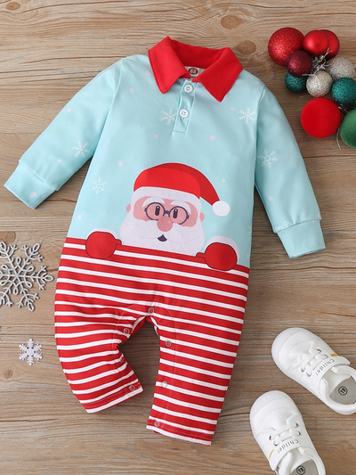 Baby Peep Santa Striped Raglan Onesie - Mia Belle Girls