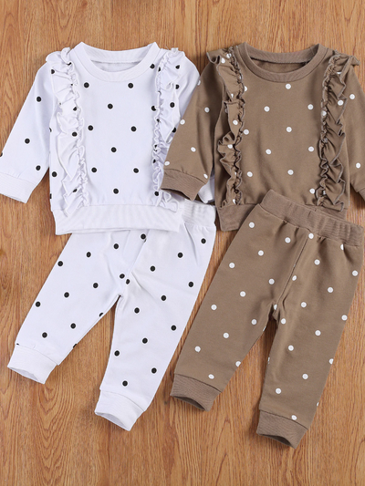 Baby Petite Polka Dot Long Sleeve Crew Neck and Legging Set