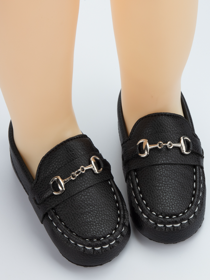 Baby First Steppers Vegan Leather Loafers by Liv and Mia Black