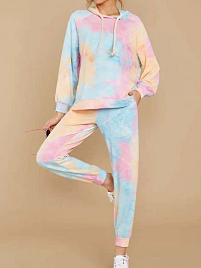 Women's Dramatic Tie-Dye Hooded Loungewear Jogger Set - Mia Belle Girls