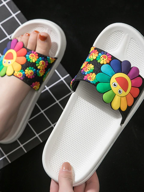 Women's Smile Sunflower Slides By Liv and Mia