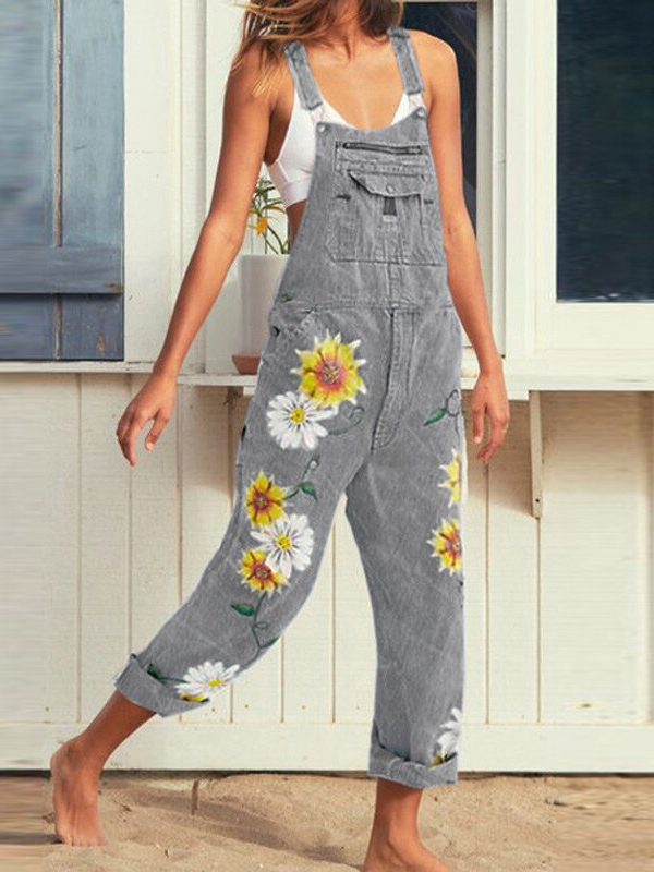 Women's Sunflower Denim Overalls