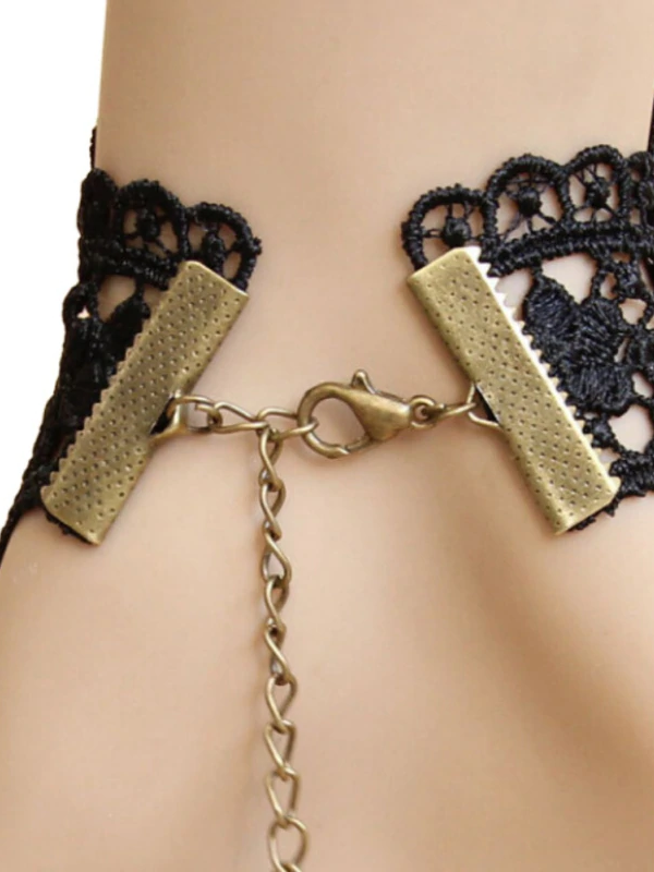 Halloween Accessory | Women's Rose Lace Gem Finger Bracelet - Mia Belle Girls