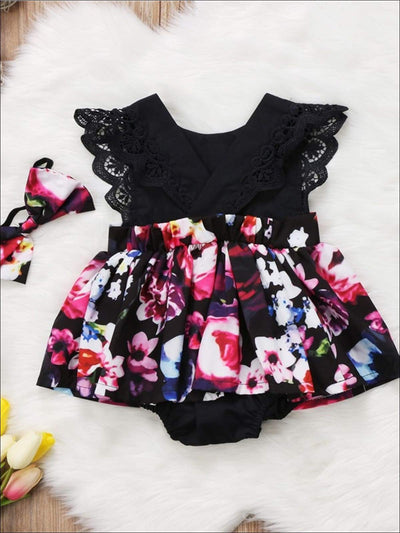Big Sister & Little Sister Floral Print Ruffled Sleeve Dress with Matching Bow - Casual Spring Casual Dress