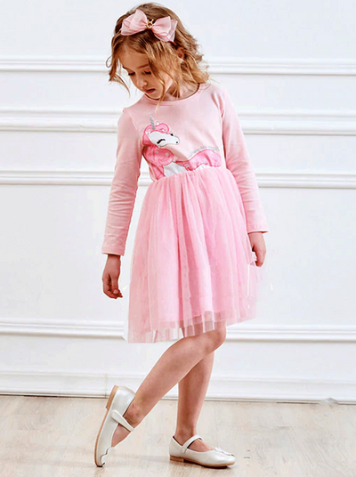 Girls Pink Dress | Unicorn Princess Tutu Dress | Mia Belle Girls