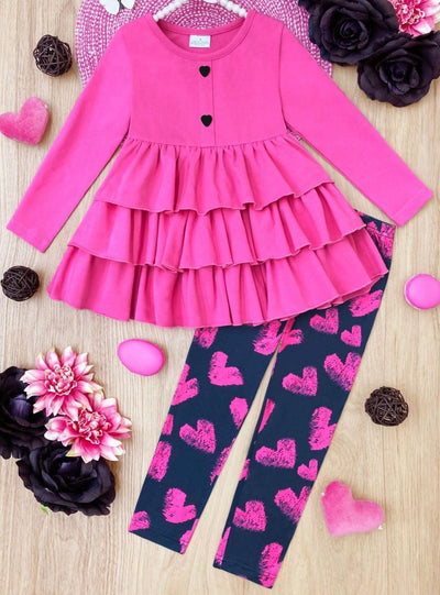 Little Miss Sweetheart Tiered Tunic & Legging Set - Mia Belle Girls