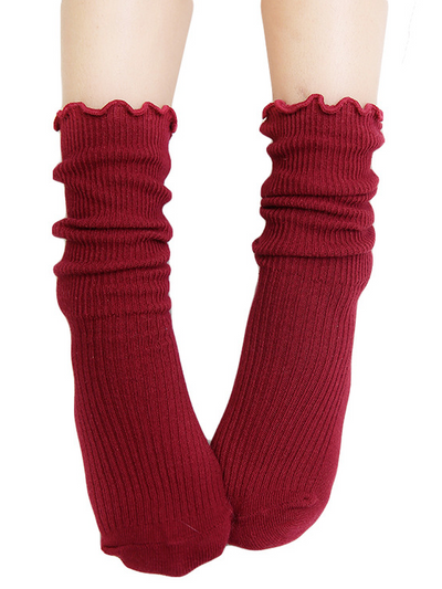 Little girls able-knit mid-calf socks with ruffle trim - Mia Belle Girls