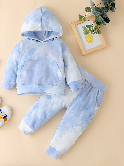 Baby Little Miss Tie Dye Diva Hooded Sweatshirt and Pants Set Blue