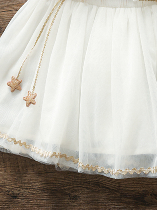 Baby Spring Baby tulle dress has delicate gold star details-white-tulle-ruffled
