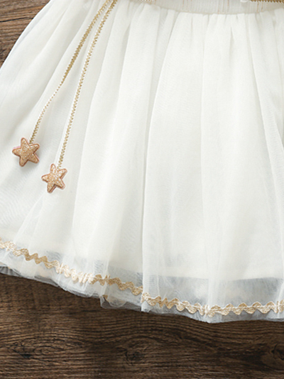 Baby Spring Baby tulle dress has delicate gold star details-white-tulle-ruffled