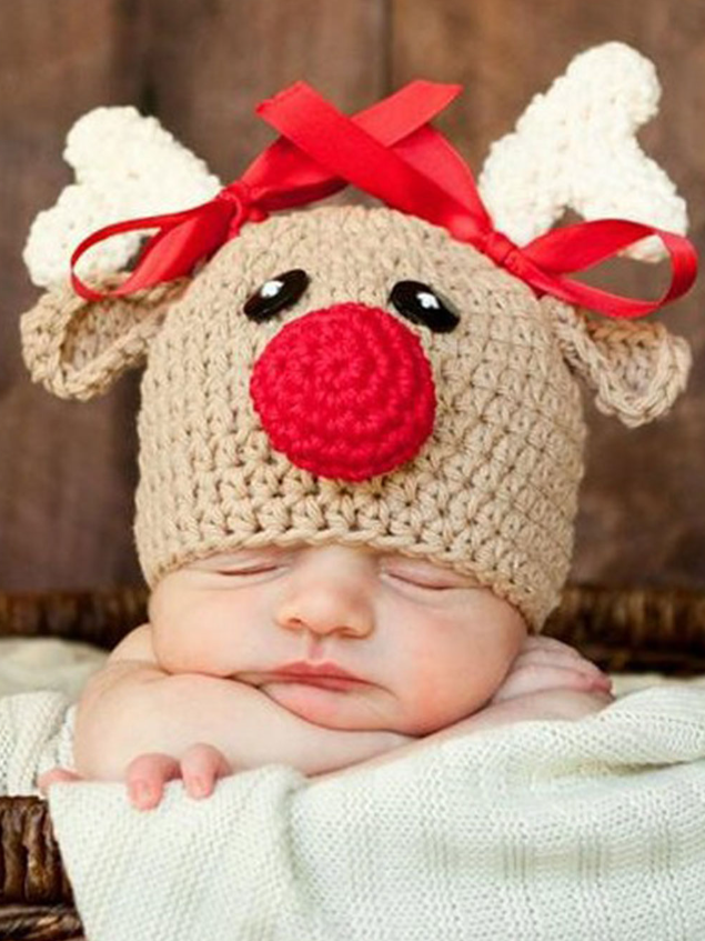 Baby 'Oh Dear, Rudolph' Crochet Knit Beanie Cap