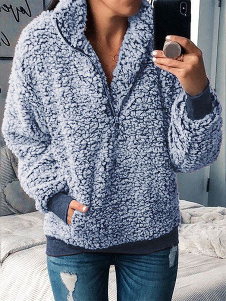 Women's Fleeced & Fabulous Quarter-Zip Pullover Sweater Blue