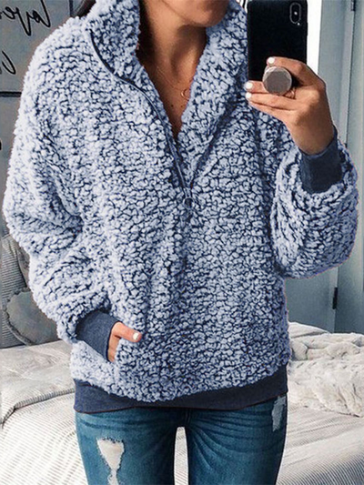 Women's Fleeced & Fabulous Quarter-Zip Pullover Sweater Blue