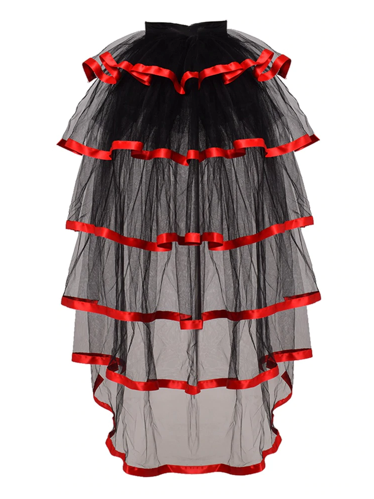 Women's Tulle Tiered Satin Trim Overskirt