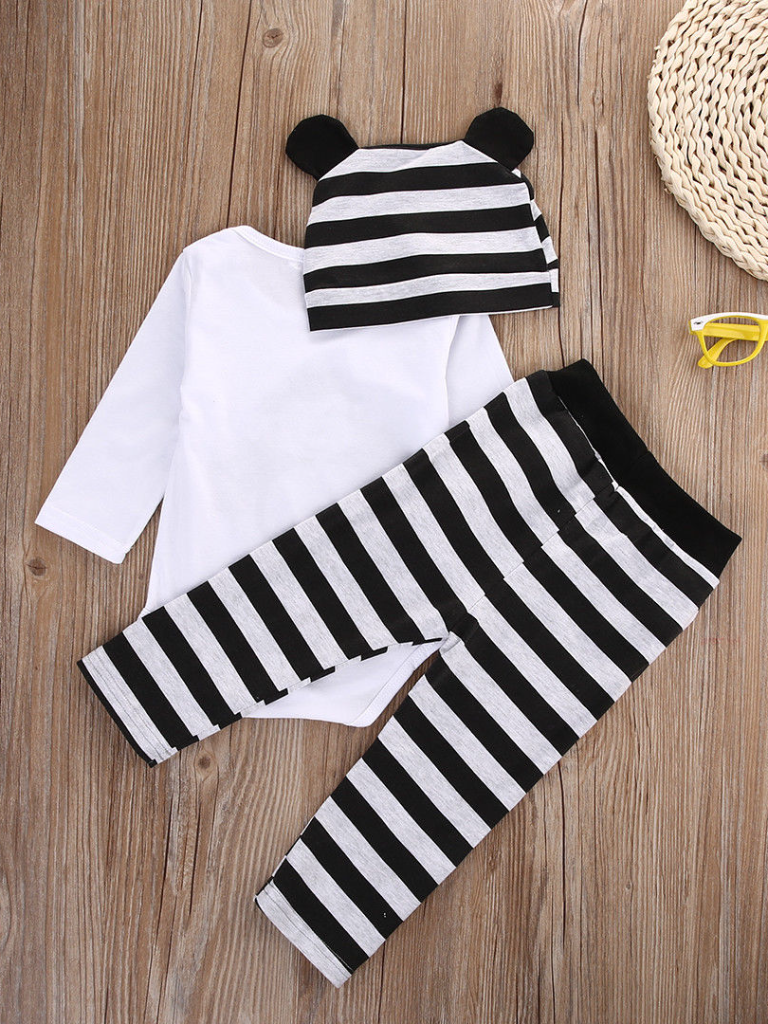 Baby Simply Sweet Patterned Long Sleeve Onesie And Legging Set Black