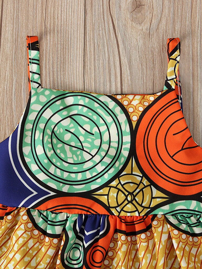 Little Girls Resort Wear | Abstract Kente Design Halter Maxi Dress