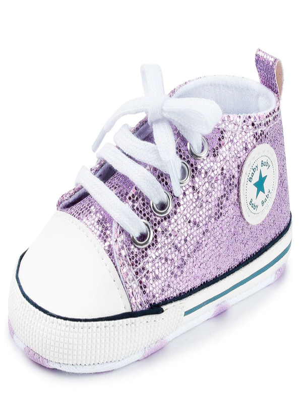 Baby First Steppers Mermaid Shimmer Anti-Slip Sneakers by Liv and Mia Purple