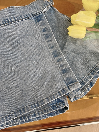 Toddler Casual Outfit | Girls Ruffle Lace Blouse & Denim Skort Set