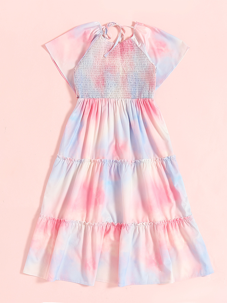 Mommy and Me Matching Pastel Tie Dye Ruffle Dress - Mia Belle Girls
