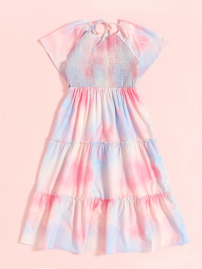 Mommy and Me Matching Pastel Tie Dye Ruffle Dress - Mia Belle Girls