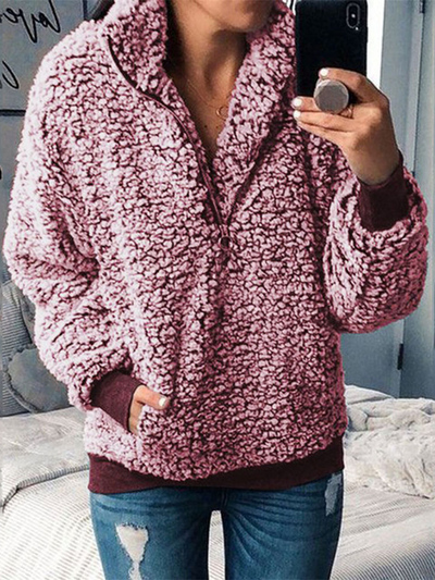 Women's Fleeced & Fabulous Quarter-Zip Pullover Sweater Burgundy