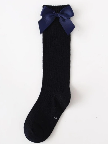 Children's Accessories | Satin Bow Ribbed Socks | Socks and Tights