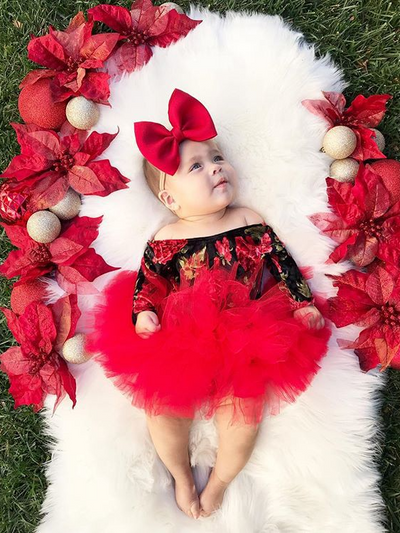 Baby Floral Onesie Tutu Skirt and Headband Set - Mia Belle Girls