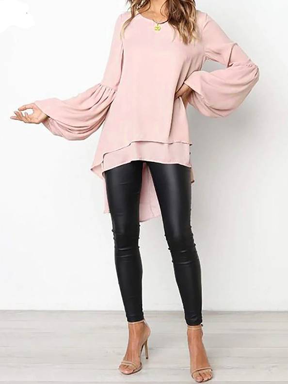 Women's Hi-Lo Bell Sleeved Top - Mia Belle Girls - pink