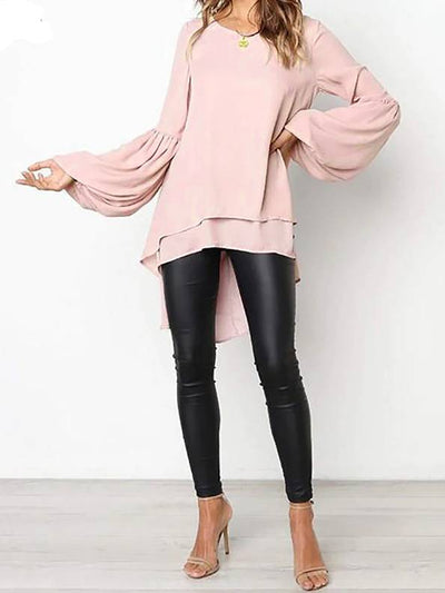 Women's Hi-Lo Bell Sleeved Top - Mia Belle Girls - pink
