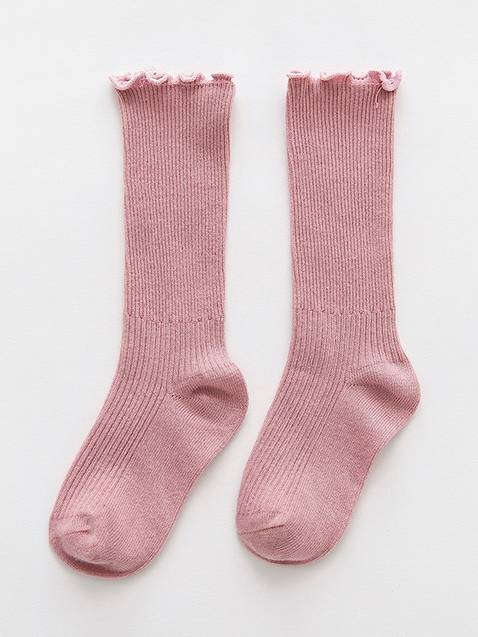 Little girls able-knit mid-calf socks with ruffle trim - Mia Belle Girls