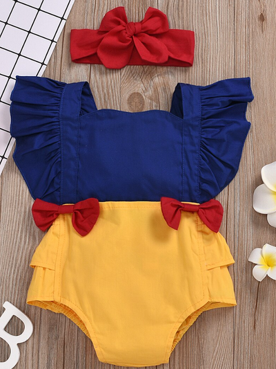 Baby Pretty Snow White Inspired Onesie and Matching Headband Set