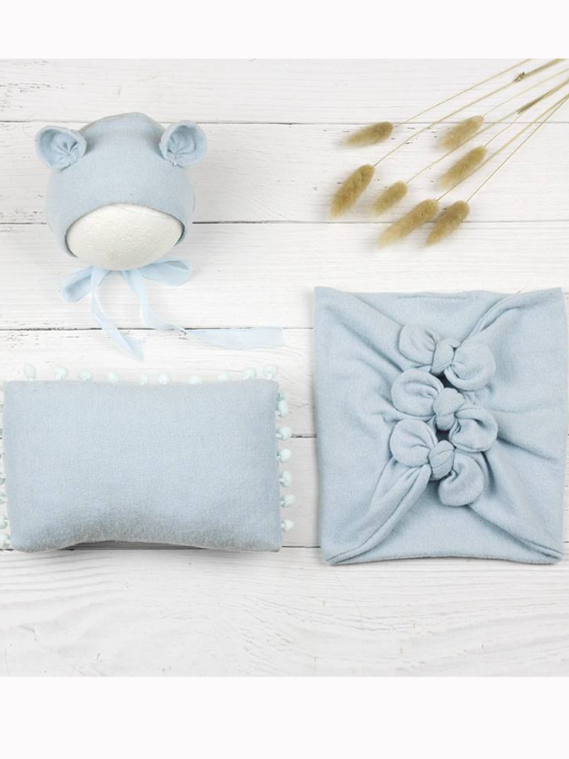 Baby Let's Do A Little Photoshoot Wrap with Matching Cap and Pillow Set