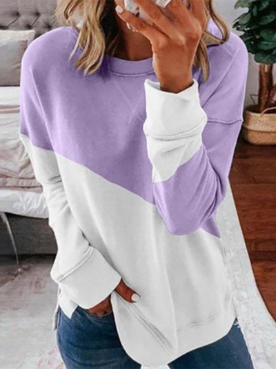 Women's Praiseworthy Patchwork Long Sleeve Top Purple