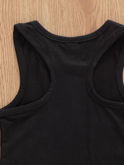 Baby set features a black top with a gold "One" print and a pink tutu skirt with a sequin bow at the waist. Comes with a matching sequin headband