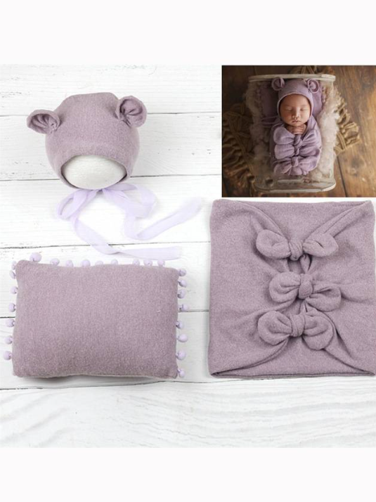 Baby Let's Do A Little Photoshoot Wrap with Matching Cap and Pillow Set