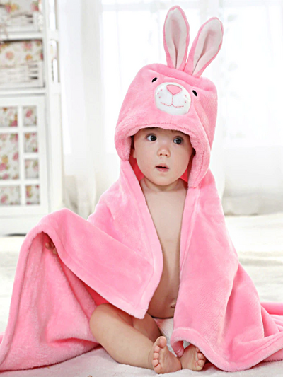 Baby Little Bunny Hooded Towel - Pink
