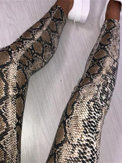 Women's Snakeskin Vegan Leather Leggings - Mia Belle Girls