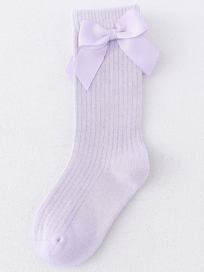 Children's Accessories | Satin Bow Ribbed Socks | Socks and Tights