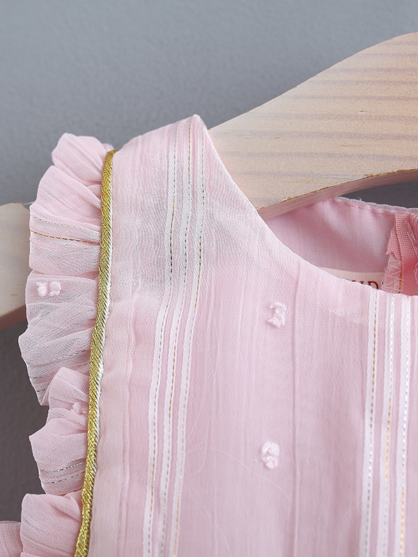 Baby Spring Baby tulle dress has delicate gold star details-pink-tulle-ruffled