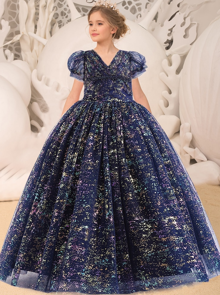 Winter Whimsy Sparkle Puff Sleeve Gown