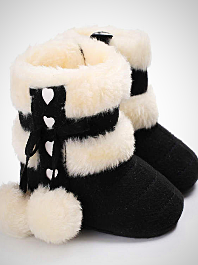 Baby Little Hearted Faux Fur Lined Booties - Mia Belle Girls