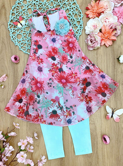 Girls Spring Outfits | Sleeveless Swing Tunic & Capris Legging Set