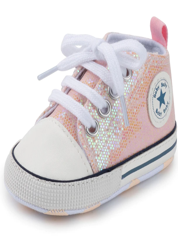 Baby First Steppers Mermaid Shimmer Anti-Slip Sneakers by Liv and Mia Pink