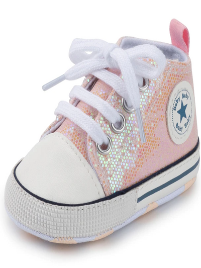 Baby First Steppers Mermaid Shimmer Anti-Slip Sneakers by Liv and Mia Pink