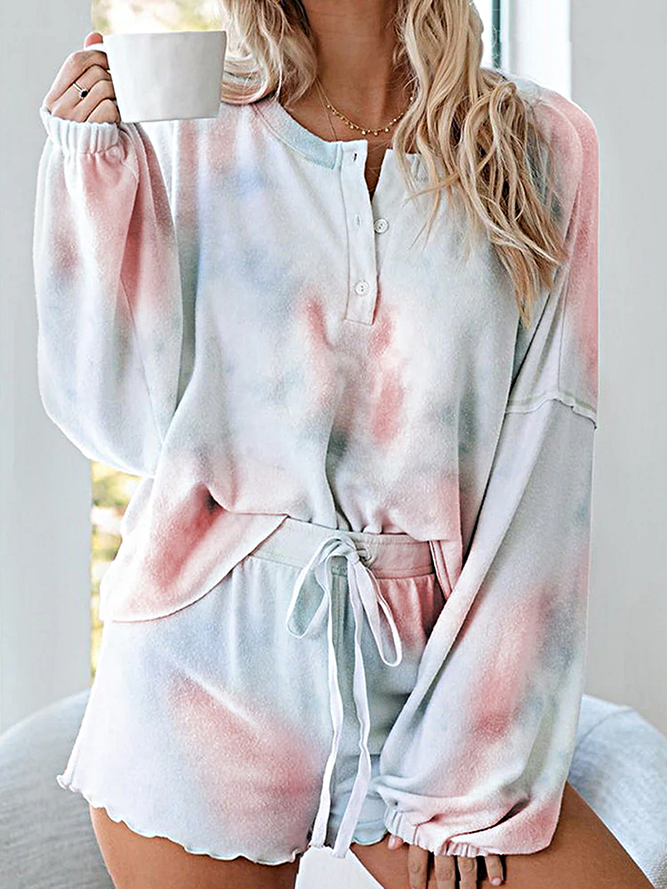 Women's Dramatic Tie-Dye Shorts Loungewear Jogger Set - Mia Belle Girls